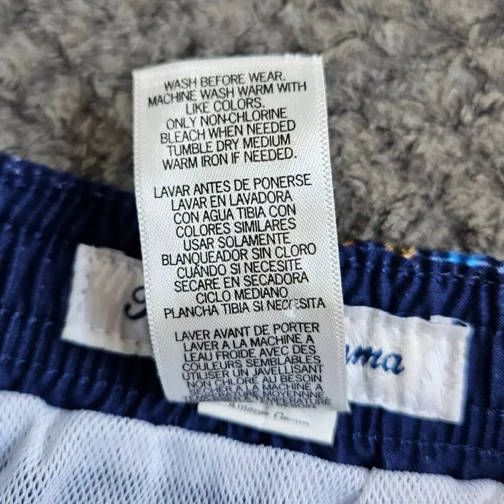 Kids Tommy Bahama Size 4T Swim Trunk Short Red White Blue Plaid Yellow Fish Logo - Picture 6 of 6